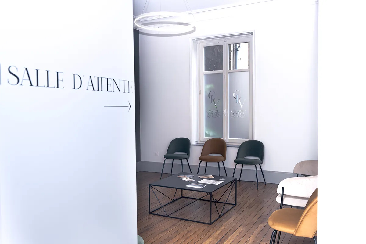 Salle d'attente de la Clinique Lorraine du visage à Nancy